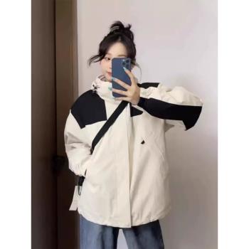 沖鋒衣男秋冬季戶外三合一可拆卸防風防水撞色情侶登山服風衣外套
