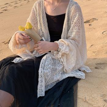 夏季蕾絲開衫防嗮外套大碼胖mm女時尚鏤空百搭中長款外穿薄款上衣