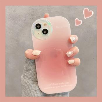 ins小眾漸變英文鐳射適用蘋果14ProMax手機殼新款iPhone13鏡頭全包12/16高階感氣質11女款13pro矽膠15手機套