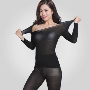 隱形熱能美膚衣冬保暖內衣女恆溫打底美體超薄發熱緊身大碼秋衣褲