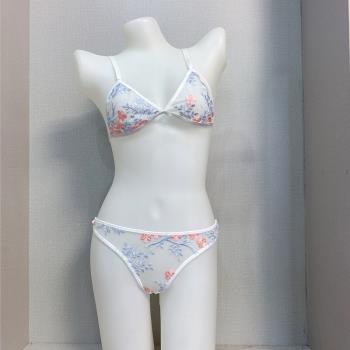 性感高階感內衣女分體套裝無鋼圈立體刺繡歐美風文胸套裝2118