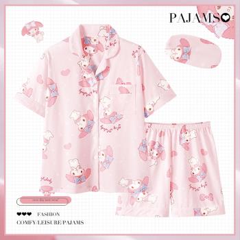 美樂蒂睡衣女夏季純棉卡通可愛ins風學生短袖短褲家居服夏天套裝
