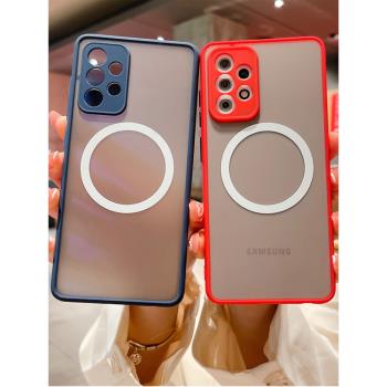 簡晴適用三星A54 5G手機殼S23ULTRA磁吸無線充電A34全包邊A24防摔A33女款A14卡通A52S矽膠A53硬殼NOTE20ULTRA