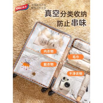 太力壓縮袋旅行收納羽絨服出差行李箱專用衣服衣物手卷分裝真空袋