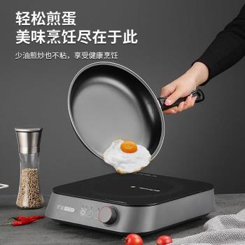 不銹鋼深煎鍋煎炒兩用不粘平底鍋不粘鍋電磁爐適用家用煎蛋煎餅鍋
