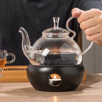蠟燭煮茶爐溫茶器水果花茶茶具套裝玻璃茶壺茶杯日式保溫加熱底座