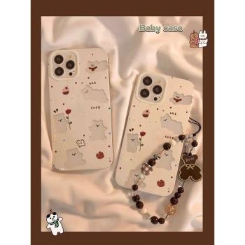 趣味搞怪卡通餅幹小熊適用於三星s21ultra手機殼s23保護套s21 FE鏈條S22新款S24+防摔note20ultra矽膠note10
