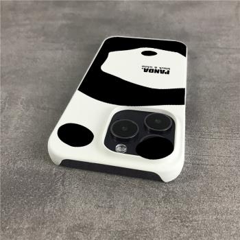 日韓黑色熊貓適用蘋果14ProMax手機殼iPhone14pro大孔15鏡頭13promax半包硬殼12pro防摔iPhone11女14Pro男7xr