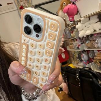 紅藍拼鍵盤殼適用iPhone16promax手機殼XR防摔蘋果15proax軟殼13保護套14plus/12女款11promax新款XSMAX卡通