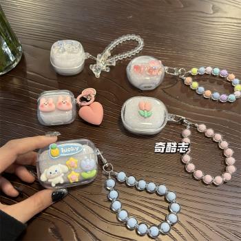 卡通可愛簡約適用Lenovo聯想LP25愛心熊藍牙充電倉保護套小清新lp25透明防摔軟殼無線耳機套粉色兔萌系少女心