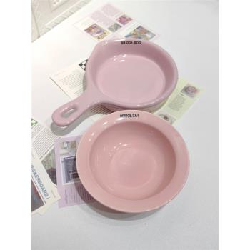 韓國BD平底鍋貓碗寵物陶瓷狗碗吃糧吃罐頭小貓咪狗狗食盆不黑下巴