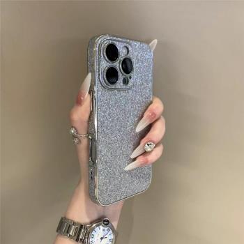 奢華粉閃粉適用蘋果16promax手機殼iPhone15pro高階感13網紅女款12閃鉆14promax全包新款15創意14plus電鍍銀