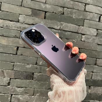 16pro不易發黃透明還原裸機15promax/14 Plus/mini ins風iphone14pro手機殼適用蘋果12/13proMax簡約