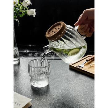 耐高溫南瓜大容量扎壺涼水杯套裝家用花茶壺泡茶壺防燙餐廳玻璃杯