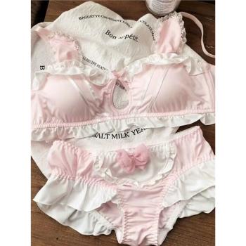 日系亞比風文化洛麗塔內衣女y2k蝴蝶結蕾絲bra無鋼圈收副乳文胸罩