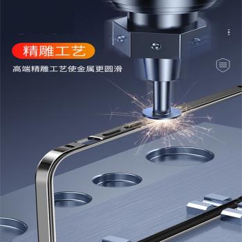 金屬邊框殼海馬扣適用蘋果16promax手機殼夏天15pro配件防摔14pro超薄散熱12pro手機套iphone13高階感保護套