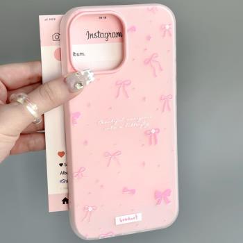 甜美ins風粉色蝴蝶結適用iPhone16promax蘋果15手機殼14plus矽膠13pro防摔12矽膠11軟套XS少女XS新款