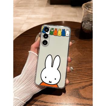適用三星S25手機殼米菲兔GalaxyS24新款透明高階S23鏡頭全包S22+套S21創意FE卡通可愛Note20軟矽膠ULTRA防摔