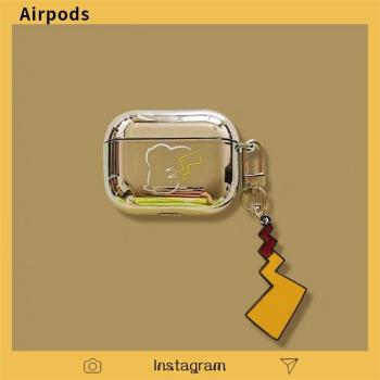 電鍍銀色皮卡丘適用airpodspro2保護套airpods三代防摔軟盒3代蘋果無線藍牙耳機殼4代耳機套保護殼