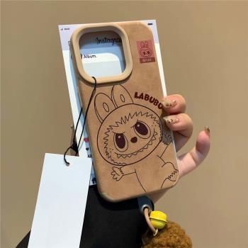 線條小怪獸拉布布適用iPhone16手機殼蘋果16promax卡通15/15pro全包13/14潮14pm男女12個性14pro防摔16pro/12