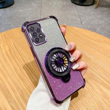 三星A32手機殼新款時尚閃粉4G適用GalaxyA32高階解壓旋轉陀螺磁吸支架5G全包創意Samsung超薄氣囊防摔保護套