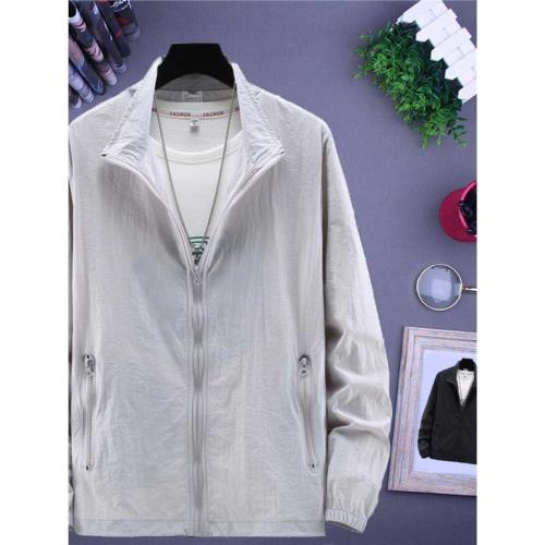 夏季防曬服男加肥冰感皮膚衣超薄款防嗮衣透氣無帽立領外套加大碼