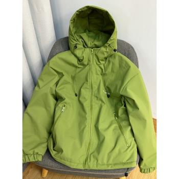 春秋連帽防風防水沖鋒衣男潮牌工裝登山高階感小個子美式夾克外套