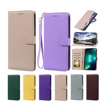 適用於LG K61手機套軟矽膠外殼保護套純色PU翻蓋式皮套全包邊防摔插卡支架簡約商務配手掛繩個性時尚男女款