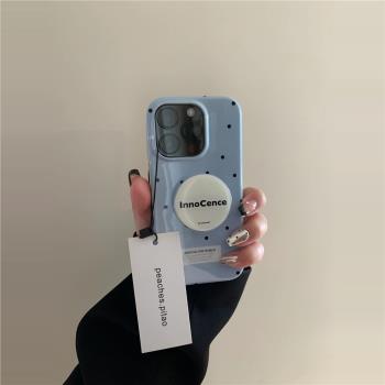 小眾波點簡約支架iphone16Promax蘋果手機殼新款15pro韓國ins菲林二合一14小眾13原創女12pro可愛XSmax全包防