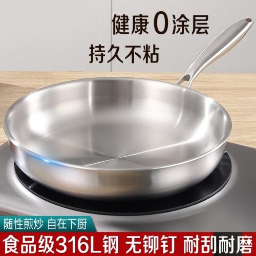 德國WMF福騰寶無涂層316L不銹鋼不粘鍋家用平底煎鍋牛排煎蛋炒鍋