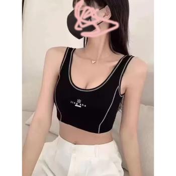 輕薄款無縫運動內衣女背心固定一體乳膠杯聚攏無鋼圈瑜伽美背文胸