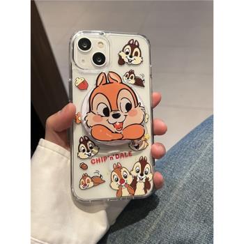 愛珀客可愛滿屏松鼠磁吸支架適用iPhone15proMax手機殼蘋果13pro個性卡通12Pro創意14亞克力16promax軟邊硬殼