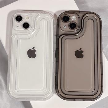 簡約蘋果15/13手機殼高階感透明氣囊適用iPhone14promax情侶xsmax新款15pro防摔xr保護套11男女款12全包軟殼