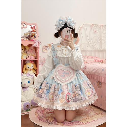 【烘焙熊熊】~白糖少女原創設計lolita洋裝sk半身裙op短袖連衣裙