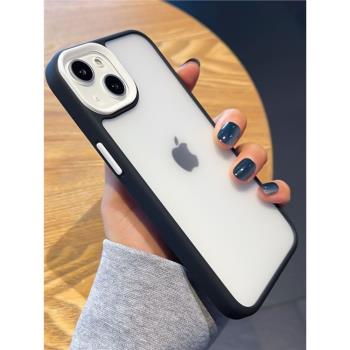 適用蘋果13手機殼iPhone15promax撞色透明磨砂14pro全包防摔X男女ins風14簡約16超薄11爆款XR矽膠8防指紋mini