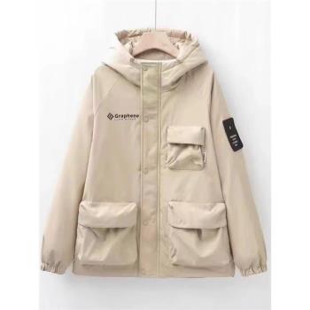 17310歐洲站連帽羽絨服寬松派克服加厚保暖防風防水沖鋒衣外套女