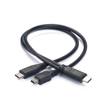 公頭Type-C一分二Mini USB充電線安卓micro手機二合一資料轉換T型V3口早教老人機小音箱小蜜蜂擴音器5V電源線