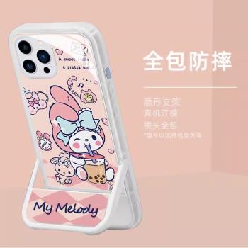 珍珠庫洛米適用三星s22ultra手機殼矽膠s23可愛s21+卡通s20fe創意隱形支架a54/a53/a34/a52防摔note20全包