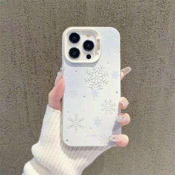 文藝冬季雪花適用三星A55硬殼5 A53 34手機殼S24Ultra彩銀IMD高階感S23FE/Note20U