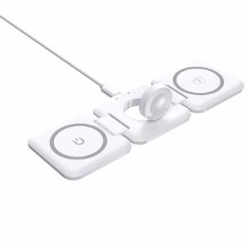 三合一無線充電器支架適用apple watch手錶iwatch蘋果15/14/13Promax手機折疊快充磁吸magsafe底座藍牙耳機