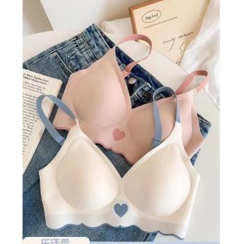 乳膠無痕薄杯內衣女大小胸聚攏舒適無鋼圈防下垂收副乳果凍文胸罩