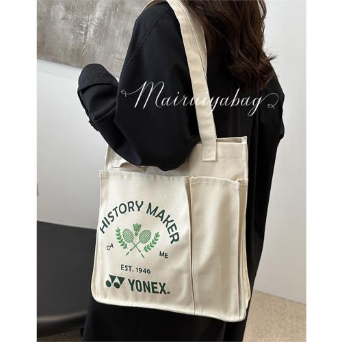 羽毛球包ins日系帆布包袋慵懶風大容量單肩手提運動包百搭托特包