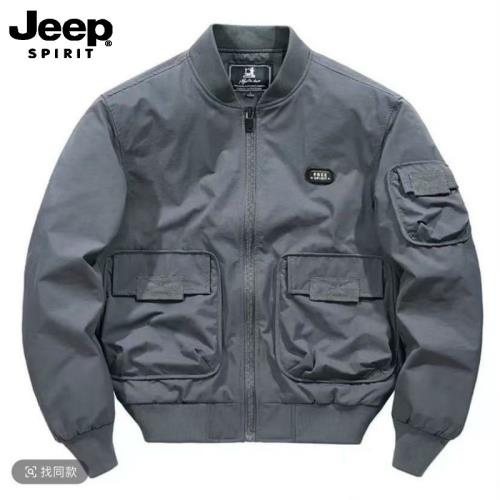 吉普jeep春季棒球服外套男士休閑時尚棒球領加棉加厚飛行夾克男