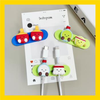 數據線磁吸理線器手機充電線固定卡通車載可愛桌面收納整理夾卡扣