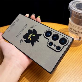 淺灰鐳射耿鬼翻毛皮適用三星s25ultra手機殼s25plus卡通s25可愛S24ULTRA網紅s24+防摔S24男女s23Ultra高階感