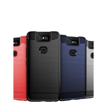 適用ZenFone6手機殼炭纖維拉絲全包矽膠華碩6保護套ZS630KL防摔殼防指紋散熱軟殼簡約商務男女潮牌