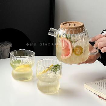 ins風日式南瓜壺高顏值果茶壺冷水壺高硼矽玻璃水壺耐高溫花茶壺
