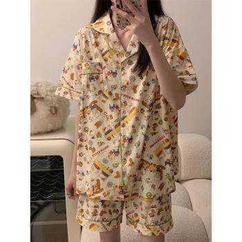 胖MM夏季睡衣女純棉短袖薄款甜美ins風學生加大碼300斤家居服套裝