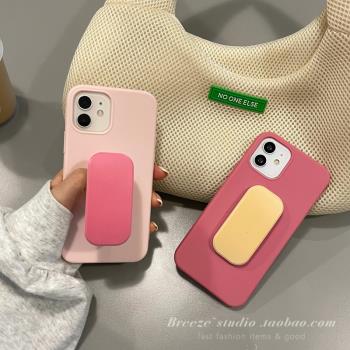 16promax純色簡約矽膠15pro適用iphone13pro max蘋果12手機殼11支架x/xr女8plus軟殼14全包15防摔保護套創意
