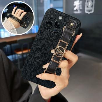 適用三星A42手機殼A34腕帶A32皮質A30S支架GalaxyA35荔枝紋A20E復古A25小眾A21S皮質A23防摔創意時尚保護套